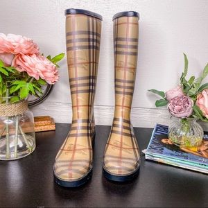BURBERRY Haymarket Rain Boots Classic Plaid Nova Check Rubber Boots